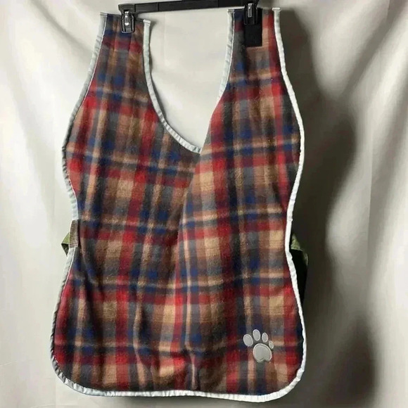 LARGE DOG  REFLECTIVE RAIN JACKET  PLAID FLANNEL LINING 2 HOOK AND LOOP CLOSE - Picture 5 of 10